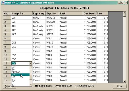 Assigning Equipment Tasks